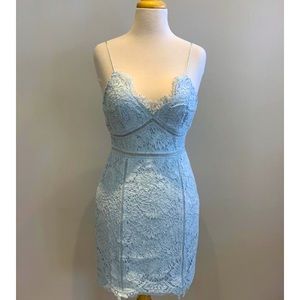 Light Blue Lace Body Con Dress